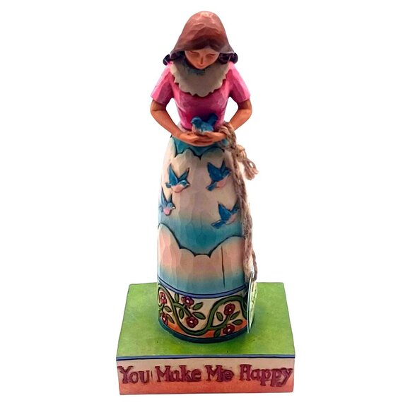 Jim Shore Heartwood Creek Girl Holding Bluebird "You Make Me Happy" Figurine C40 - Picture 2 of 11